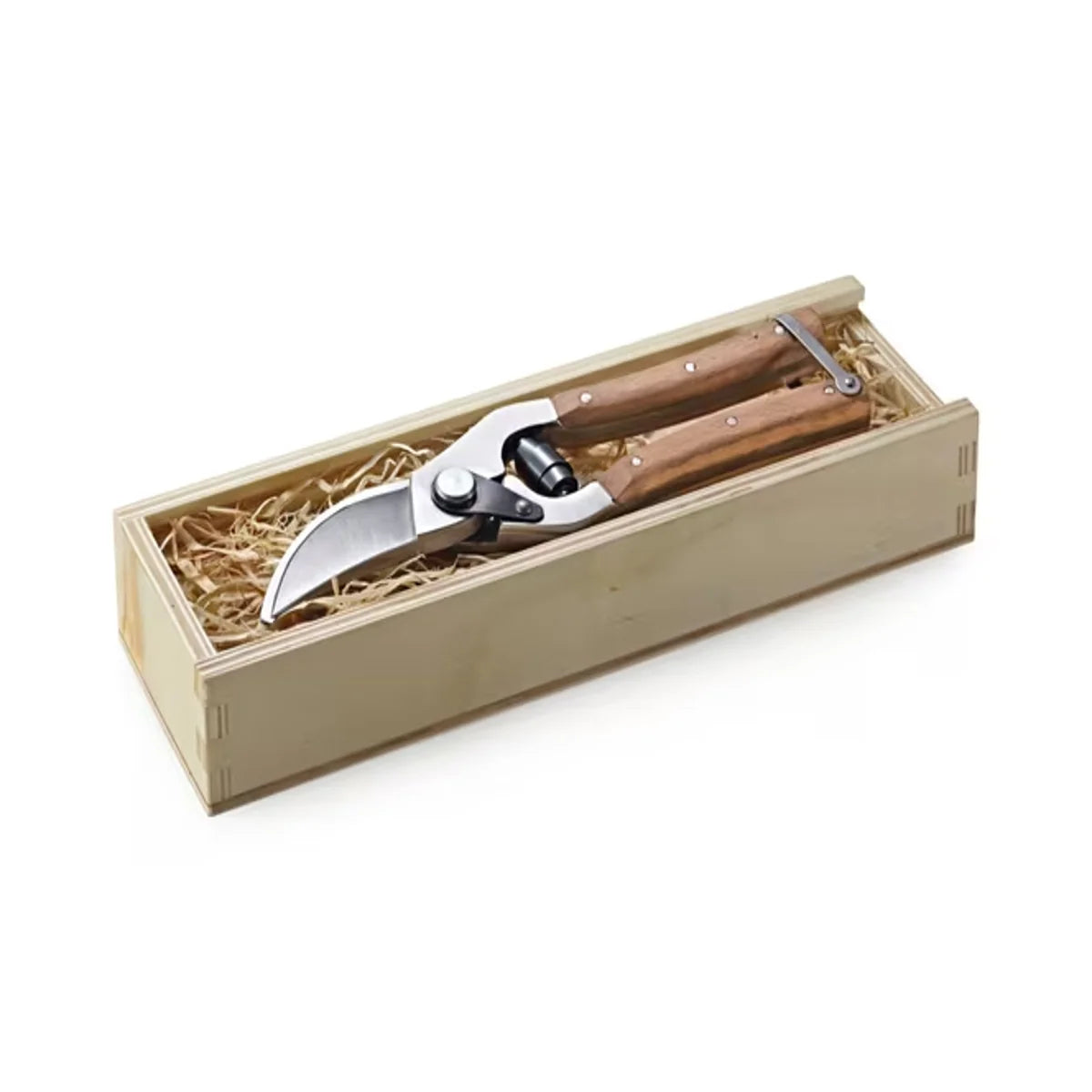Garden Pruning Shears Adjustable Stainless Steel Blades Beechwood Handle with Storage Box