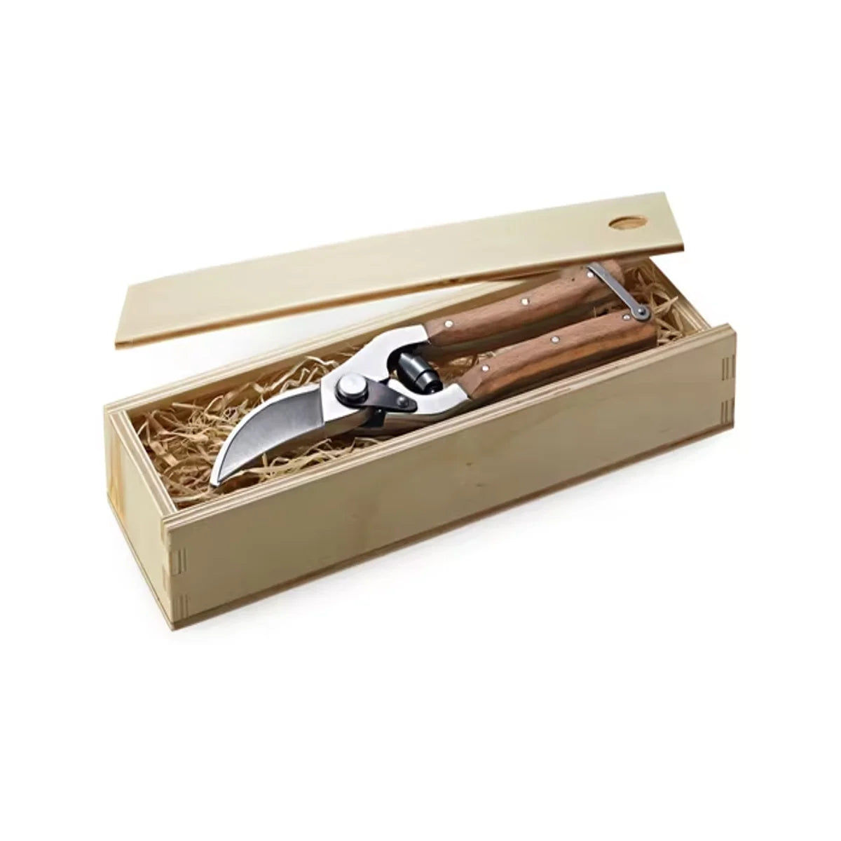 Garden Pruning Shears Adjustable Stainless Steel Blades Beechwood Handle with Storage Box