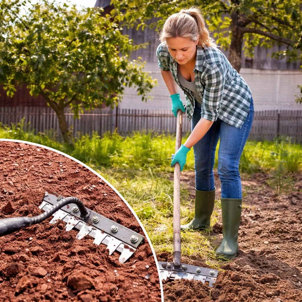 Garden Rake Head Iron Multi-Tine Weeding & Soil Aeration