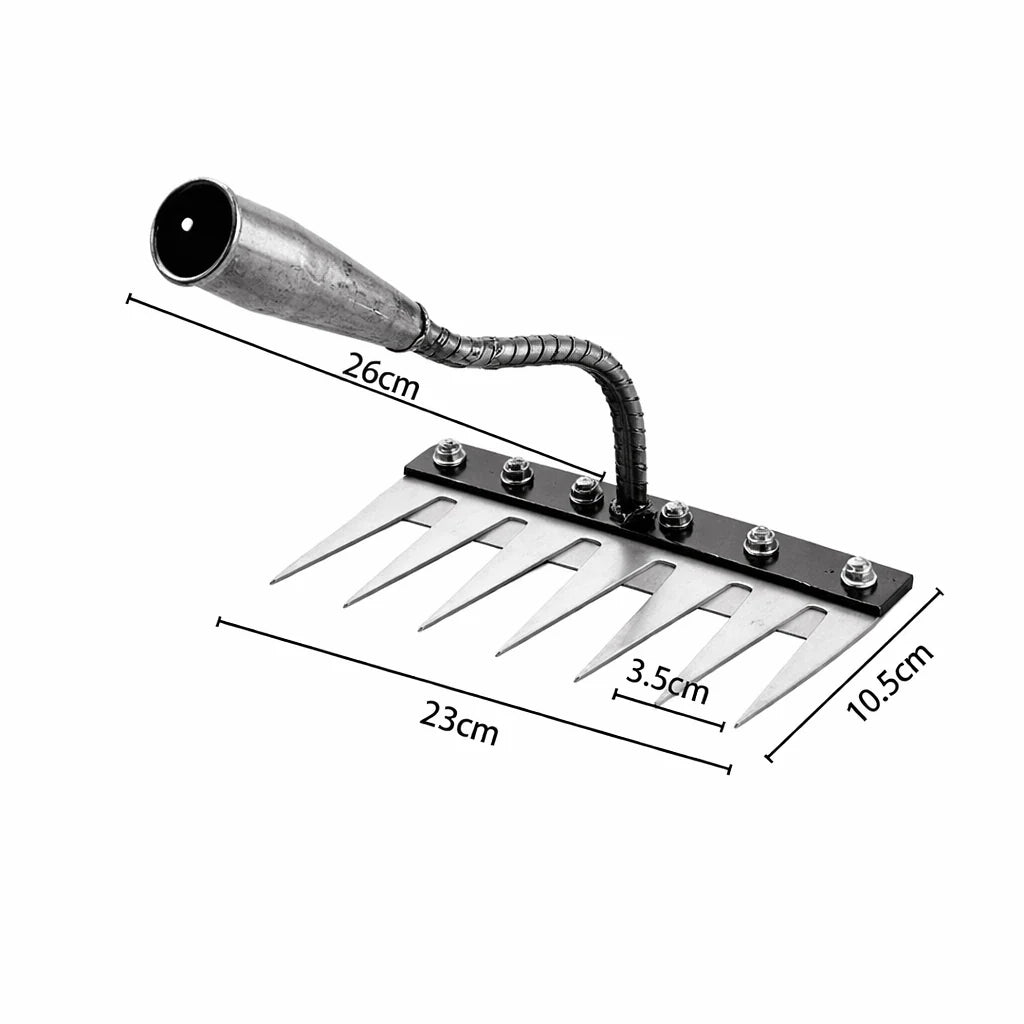 Garden Rake Head Iron Multi-Tine Weeding & Soil Aeration