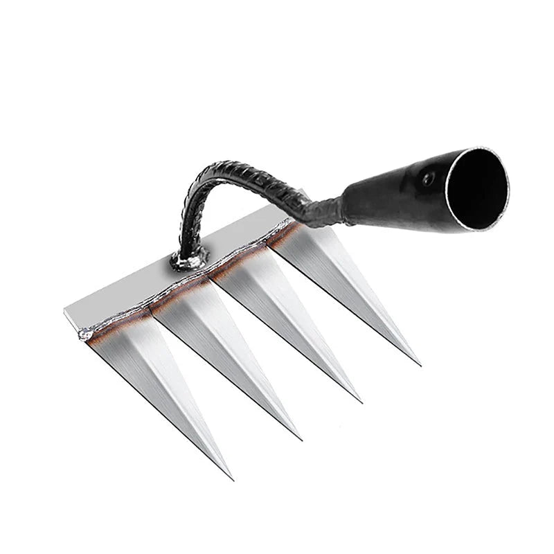 Garden Rake Steel Pointed Tines for Weeding and Soil Loosening
