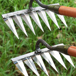 Garden Rake Steel Pointed Tines for Weeding and Soil Loosening