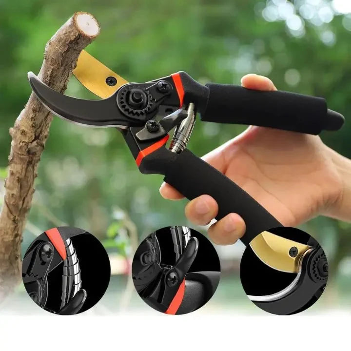 Garden Shears Hardened Steel Blades Ergonomic Ratchet Handle