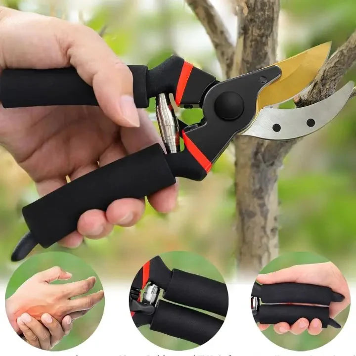 Garden Shears Hardened Steel Blades Ergonomic Ratchet Handle