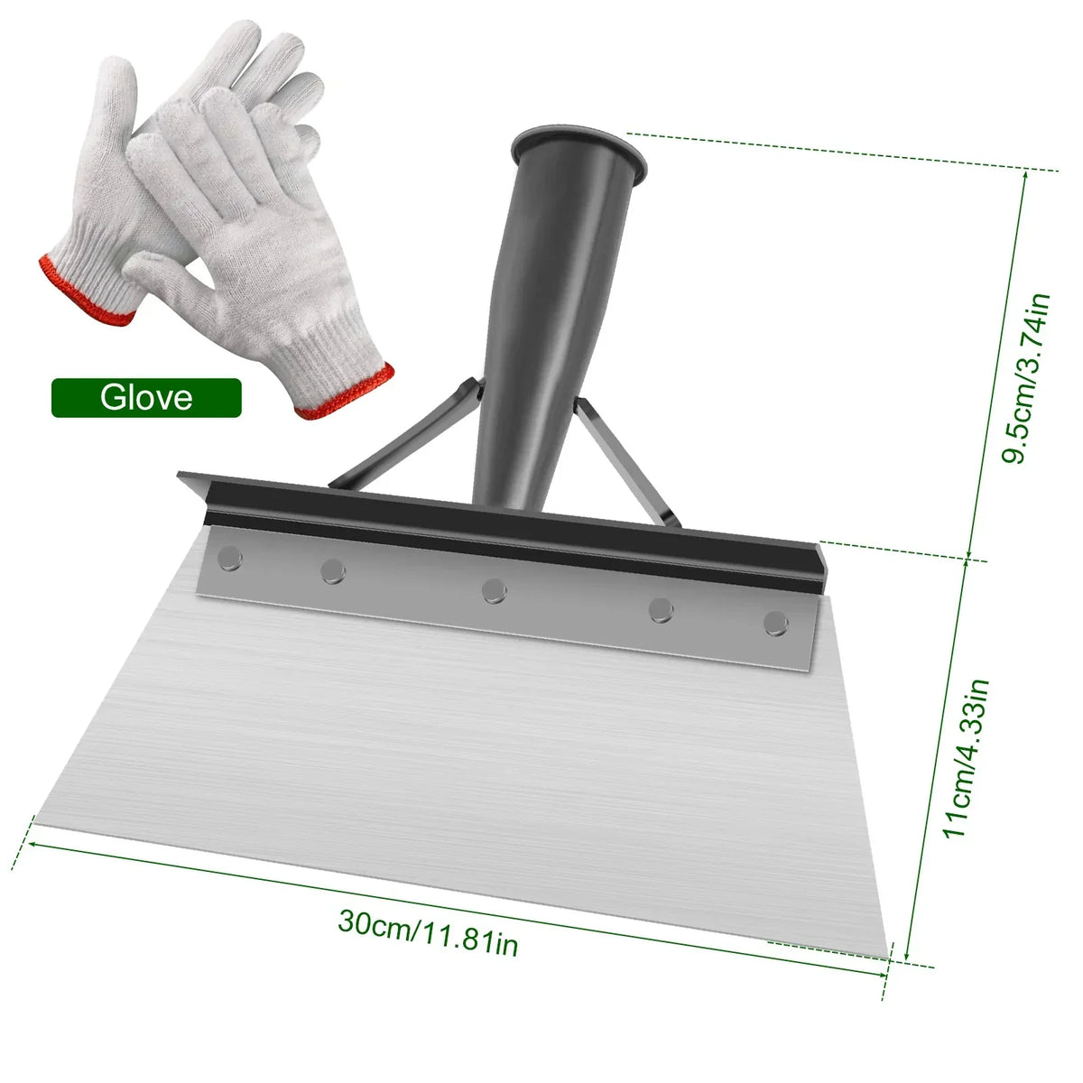 Garden Shovel Stainless Steel Head Fits Replaceable Handles
