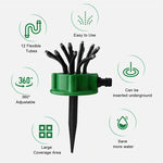 Garden Sprinkler 360° Rotating 12 Adjustable Tubes