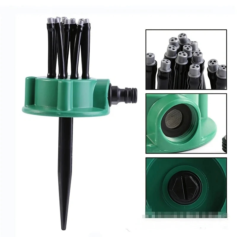 Garden Sprinkler 360° Rotating 12 Adjustable Tubes