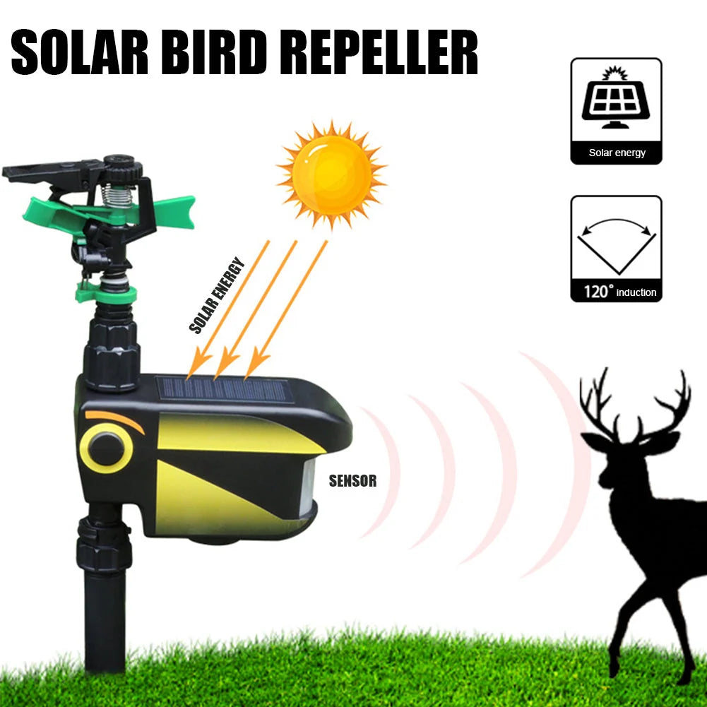 Garden Sprinkler Motion-Activated Solar-Powered 300° Coverage