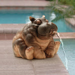 Garden Sprinkler Statue Hippopotamus Weather-Resistant Resin Set of 2