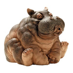 Garden Sprinkler Statue Hippopotamus Weather-Resistant Resin Set of 2