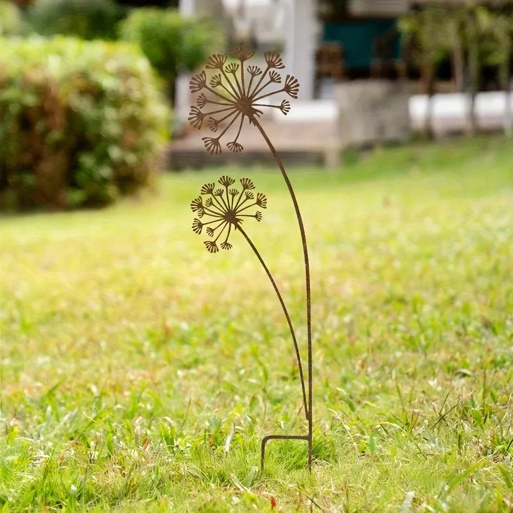 Garden Stake Flower Design Powder Coated Metal