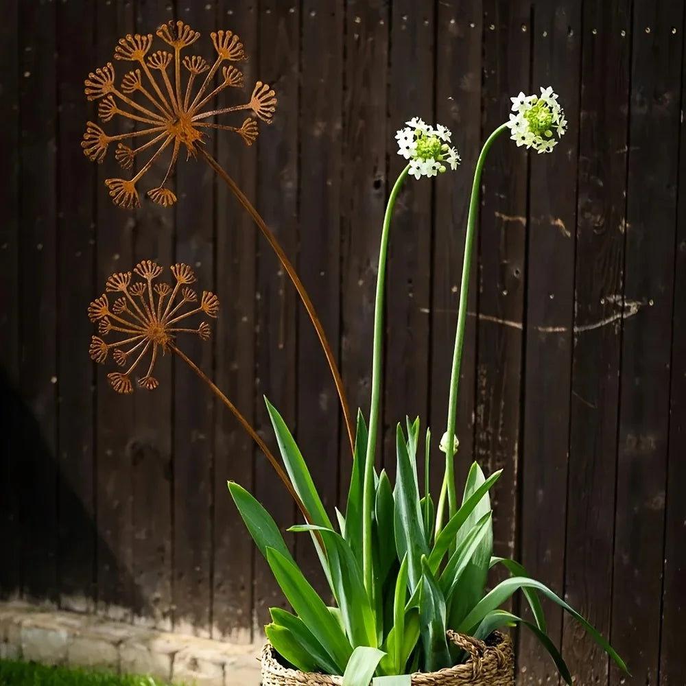 Garden Stake Flower Design Powder Coated Metal