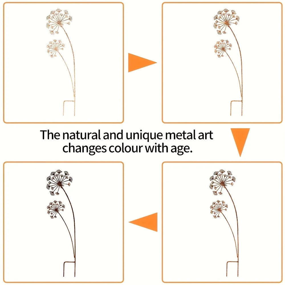 Garden Stake Flower Design Powder Coated Metal