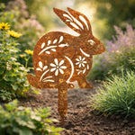 Garden Stake Iron Rustic Rabbit Silhouette Outdoor Decor