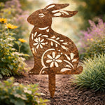 Garden Stake Iron Rustic Rabbit Silhouette Outdoor Decor