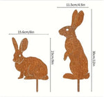 Garden Stake Iron Rustic Rabbit Silhouette Outdoor Decor