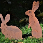 Garden Stake Iron Rustic Rabbit Silhouette Outdoor Decor