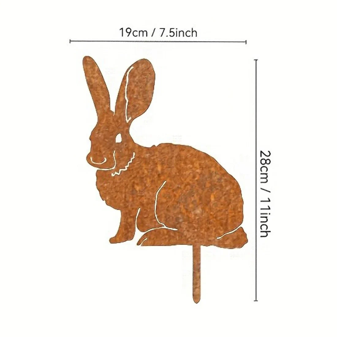 Garden Stake Iron Rustic Rabbit Silhouette Outdoor Decor