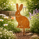 Garden Stake Iron Rustic Rabbit Silhouette Outdoor Decor