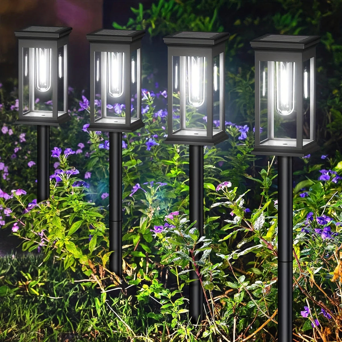 Garden Stake Lantern Solar-Powered LED Weather-Resistant