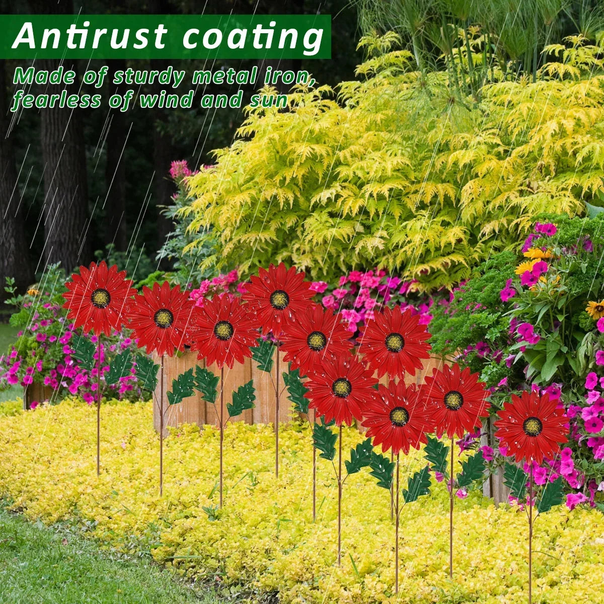 Garden Stake Sunflower Metal & Weather-Resistant