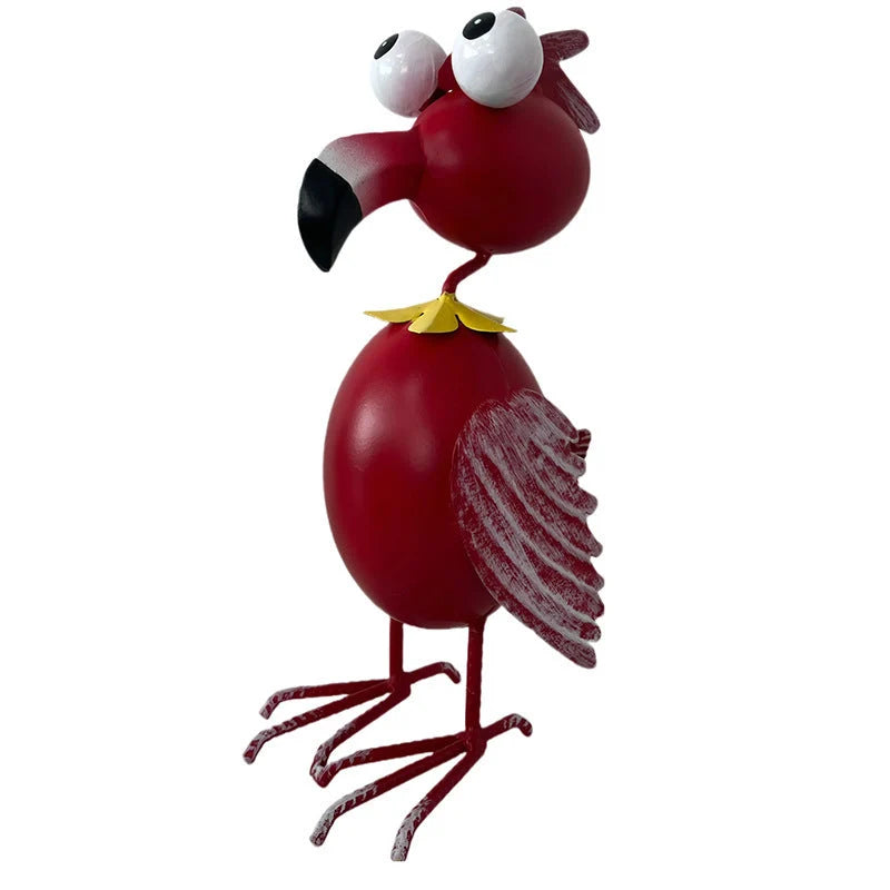 Garden Statue Iron Flamingo Outdoor Décor