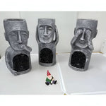 Garden Statue Solar-Powered Moai Weather-Resistant Resin