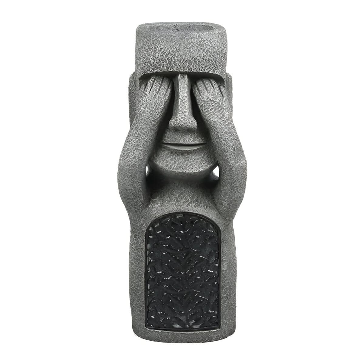 Garden Statue Solar-Powered Moai Weather-Resistant Resin