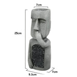Garden Statue Solar-Powered Moai Weather-Resistant Resin