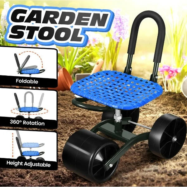 Garden Stool 360 Degree Swivel Adjustable Height Ergonomic Back