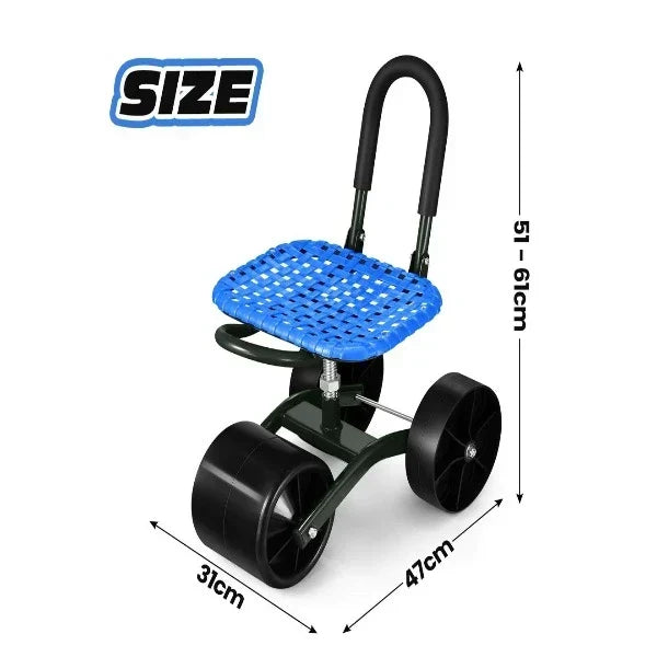 Garden Stool 360 Degree Swivel Adjustable Height Ergonomic Back