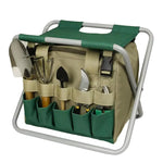 Garden Stool Foldable With Removable Tool Bag Multiple Pockets