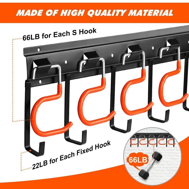 Garden Tool Holder Wall-Mounted Space-Saving Sturdy