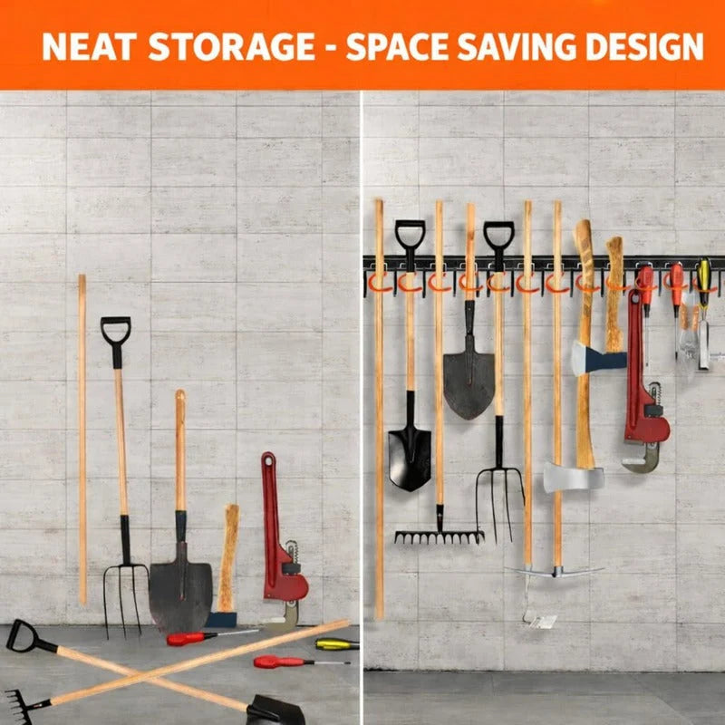 Garden Tool Holder Wall-Mounted Space-Saving Sturdy