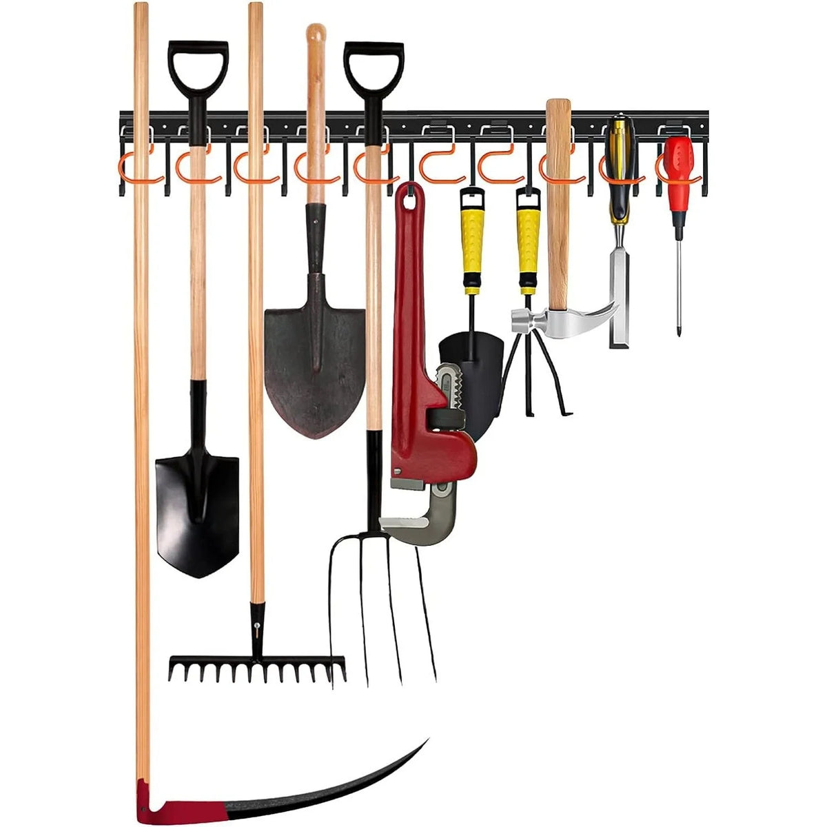 Garden Tool Holder Wall-Mounted Space-Saving Sturdy
