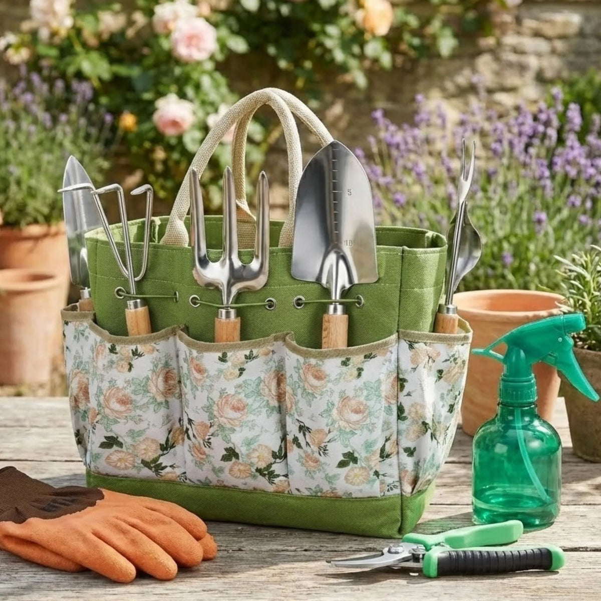 Garden Tool Set 9-Piece Stainless Steel Heads