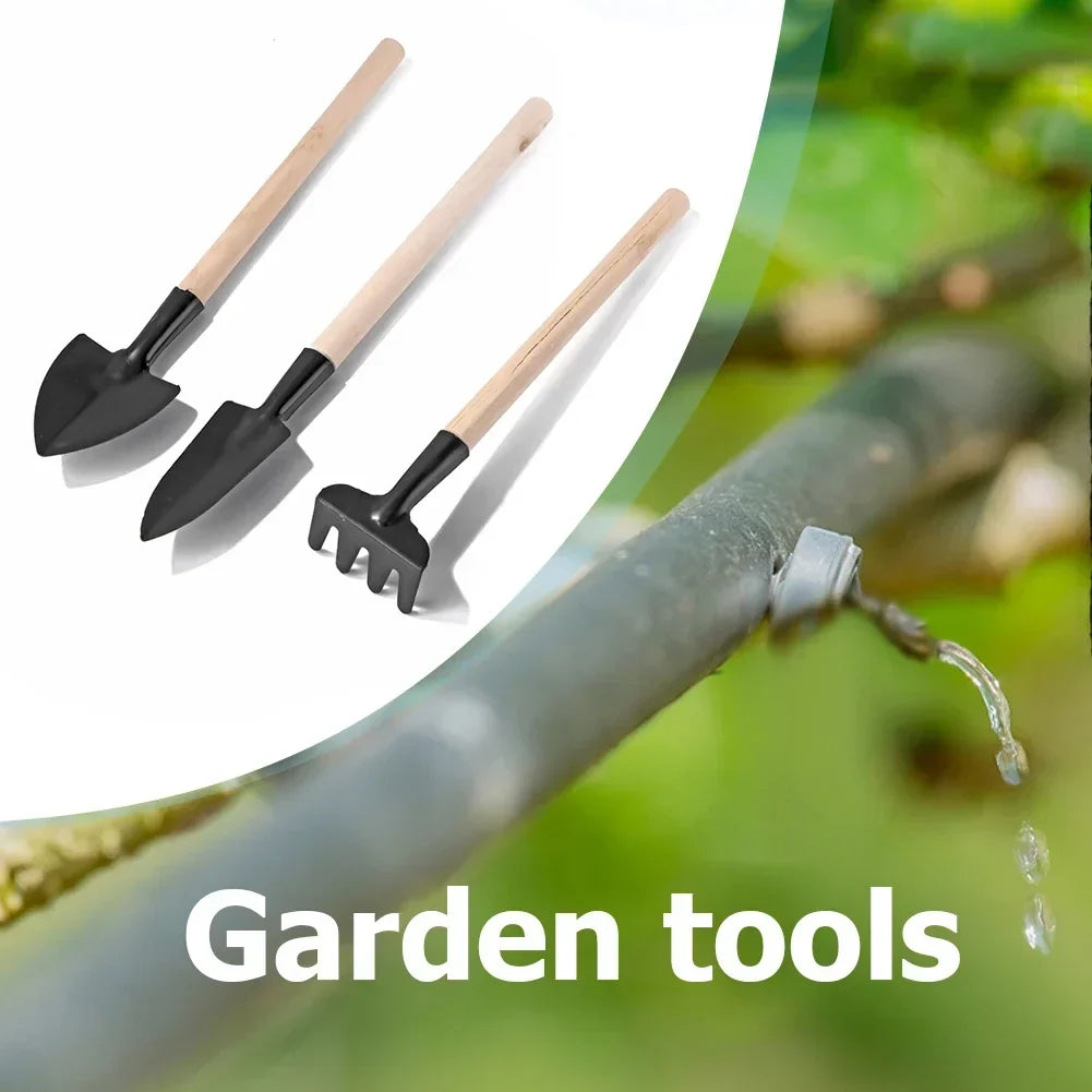 Garden Tool Set Compact Wood Handles & Iron Heads
