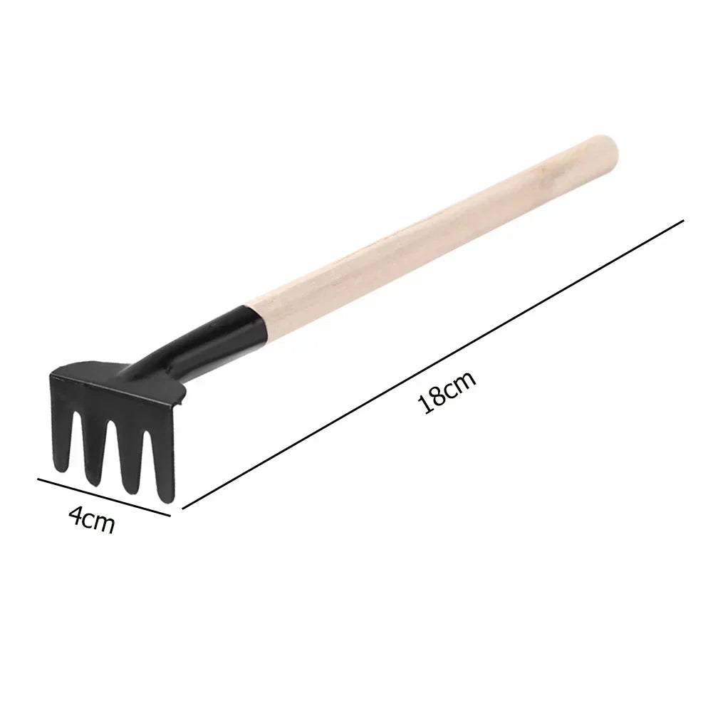 Garden Tool Set Compact Wood Handles & Iron Heads