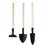 Garden Tool Set Compact Wood Handles & Iron Heads