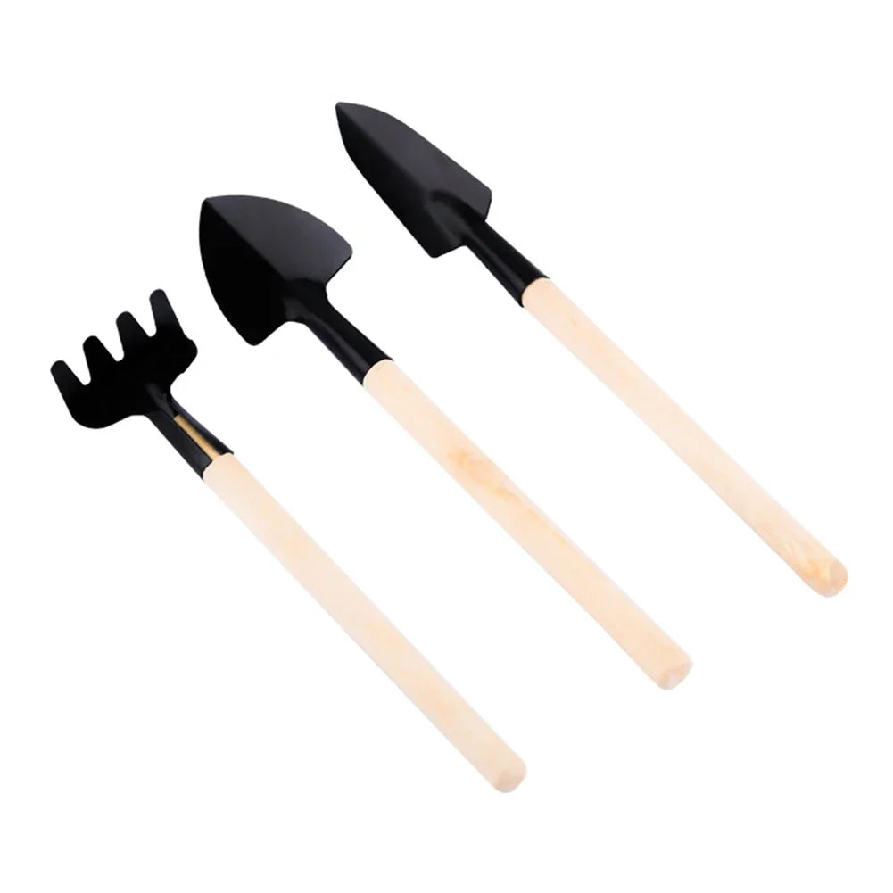 Garden Tool Set Compact Wood Handles & Iron Heads