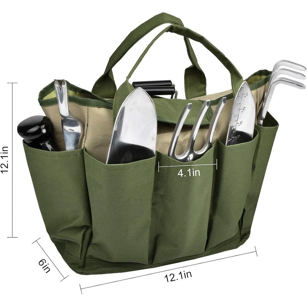 Garden Tool Tote Bag Multiple Pockets Water-Resistant Lining