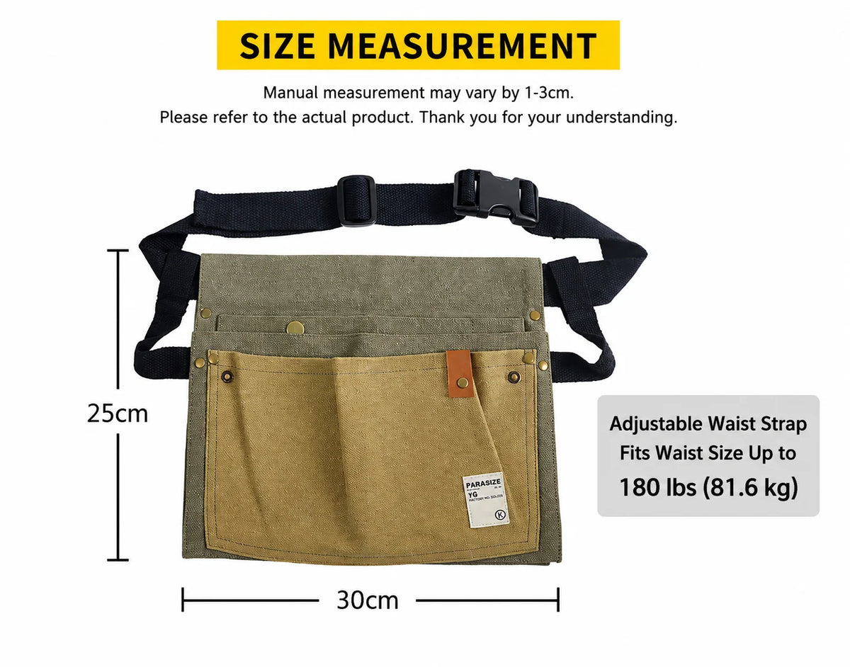Garden Tool Waist Bag Canvas Multi-Pocket Adjustable Belt