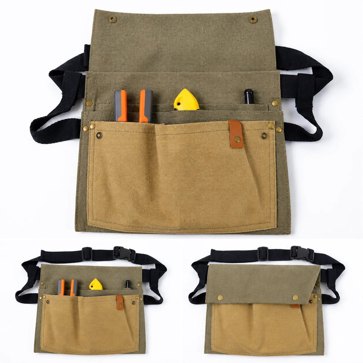 Garden Tool Waist Bag Canvas Multi-Pocket Adjustable Belt