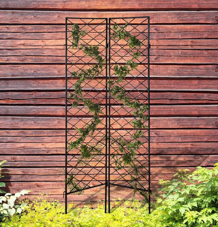 Garden Trellis Metal Cross-Pattern UV-Resistant 72-Inch Tall