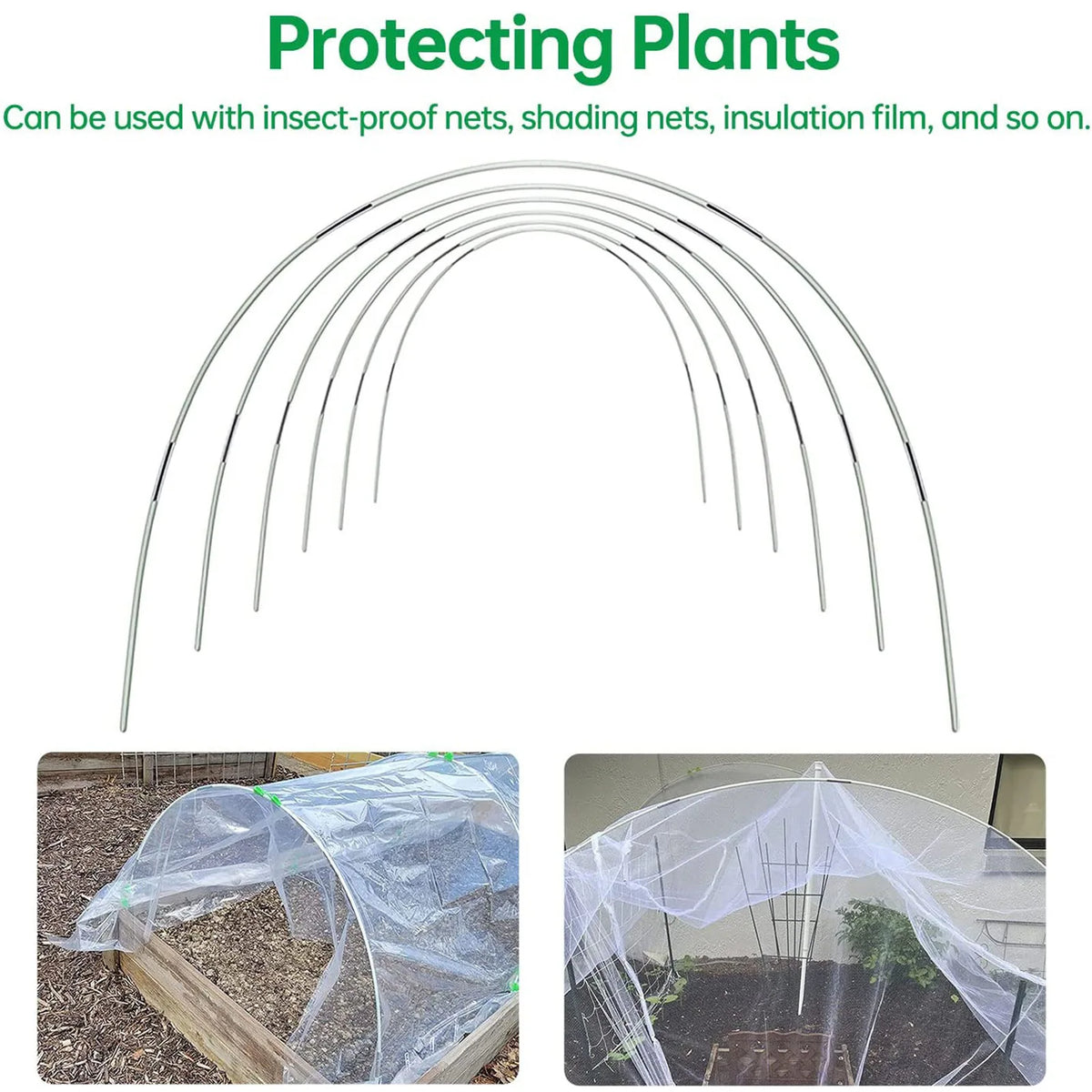 Garden Tunnel Kit Fiberglass Arches Galvanized Steel Connectors