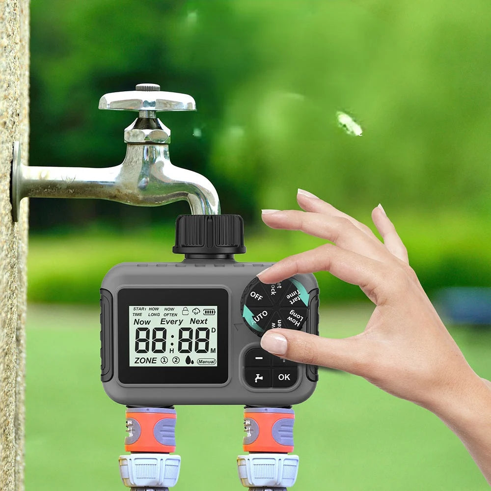 Garden Water Timer Dual-Outlet Programmable Weatherproof