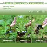 Garden Weed Puller Lever-Action Stainless Steel Tip Wood Handle