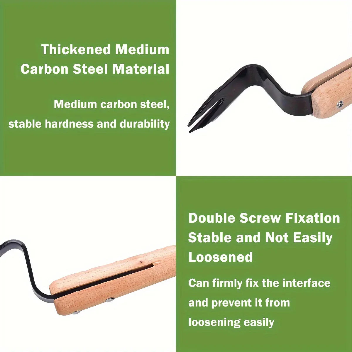 Garden Weed Puller Lever-Action Stainless Steel Tip Wood Handle