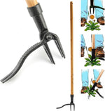 Garden Weed Remover 4-Pronged Steel Ergonomic Handle