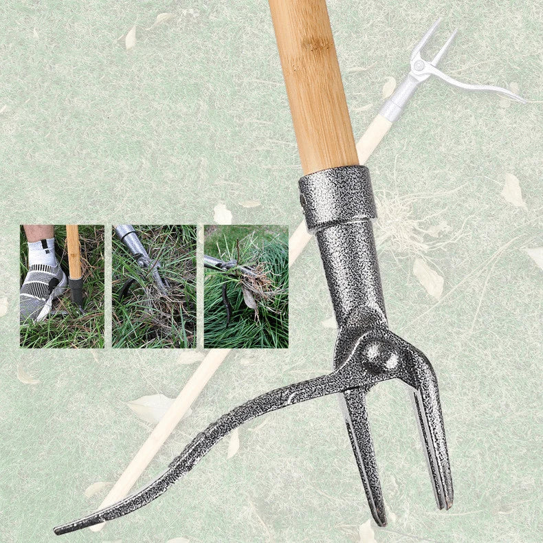 Garden Weed Remover 4-Pronged Steel Ergonomic Handle